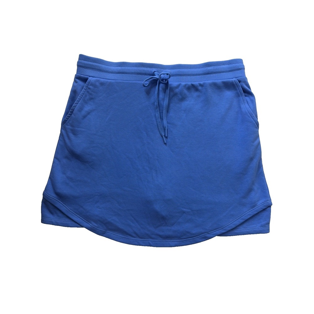 Crown & Ivy Mini Skort Womens L‎ Blue Fleece Athletic Skirt Tennis Pickleball